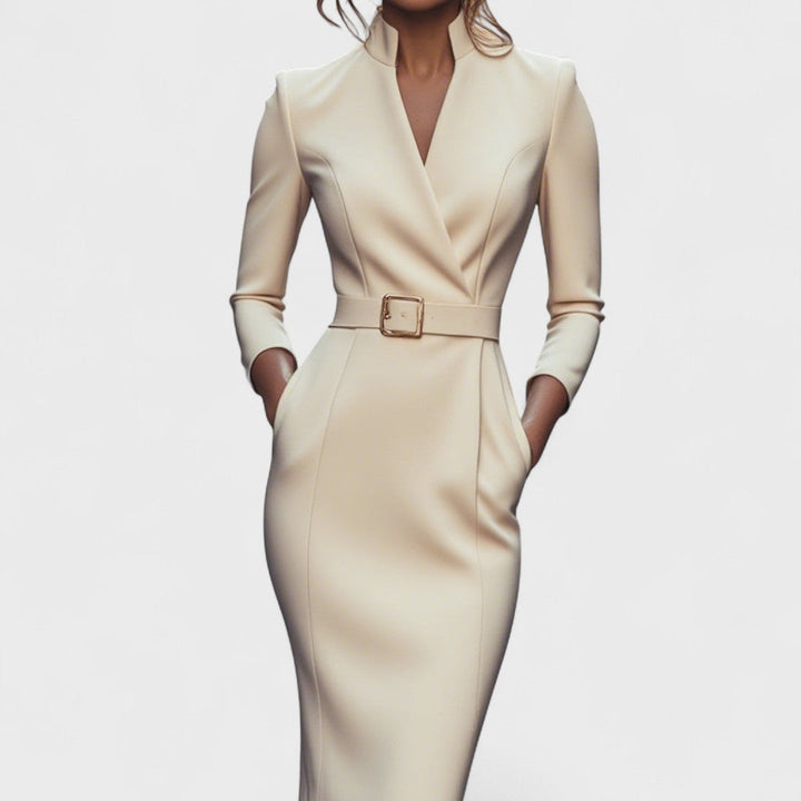 Lunori™ | Mandarin Luxe – Robe maxi avec ceinture