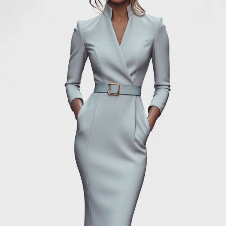 Lunori™ | Mandarin Luxe – Robe maxi avec ceinture