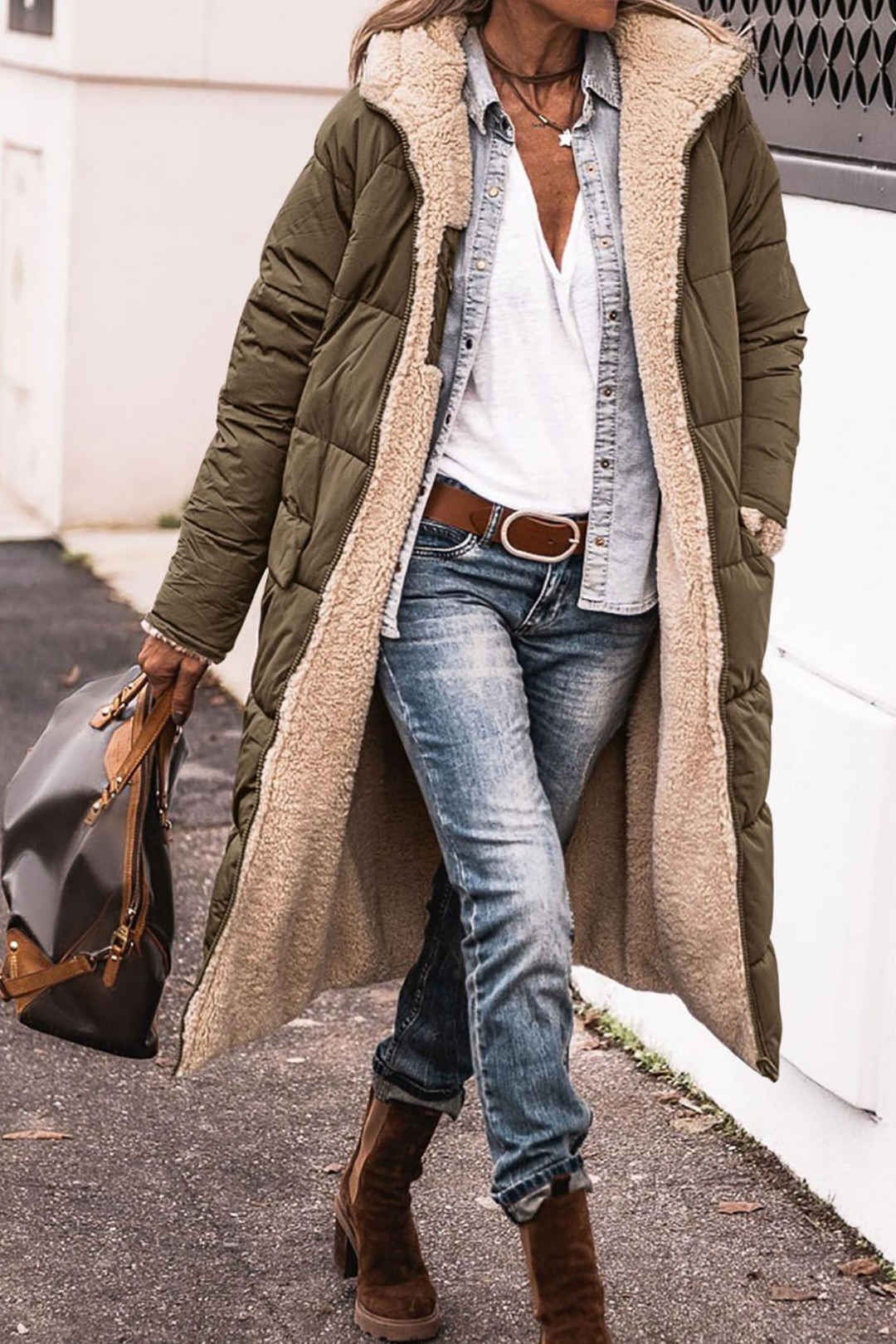 Johna – Manteau Sherpa Réversible Luxe