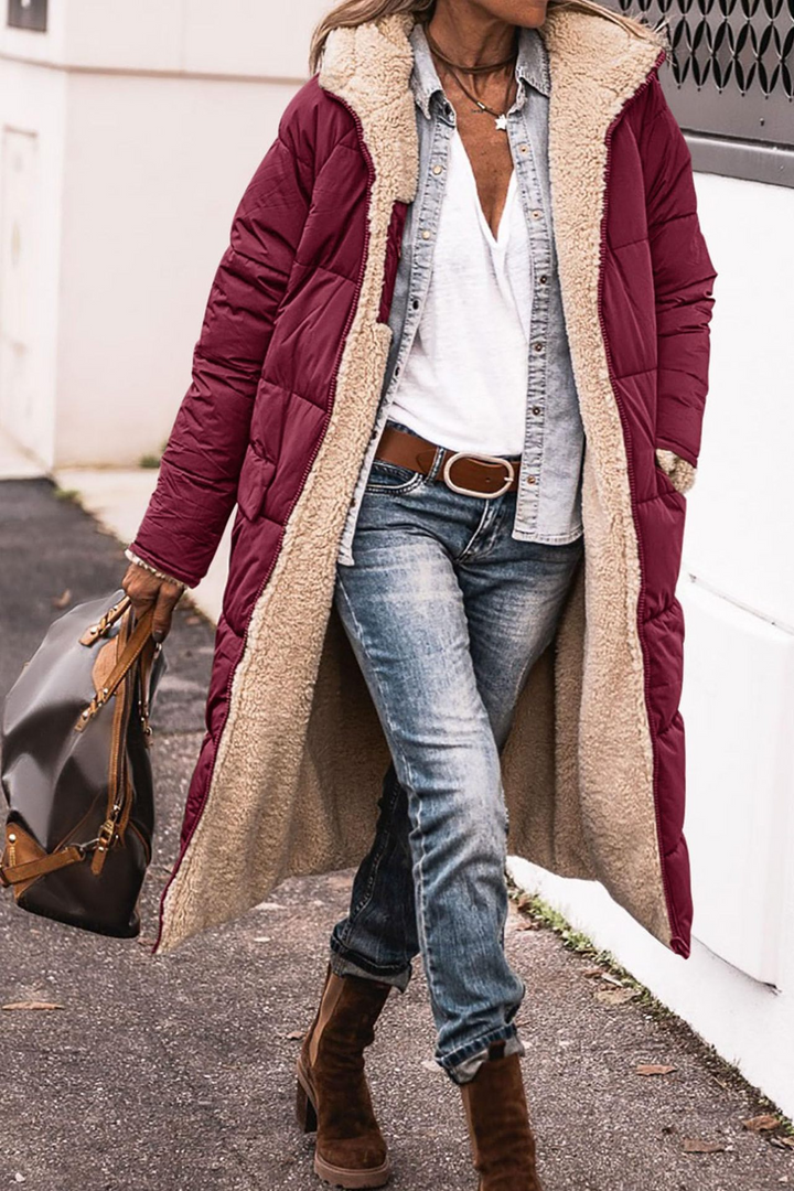 Johna – Manteau Sherpa Réversible Luxe