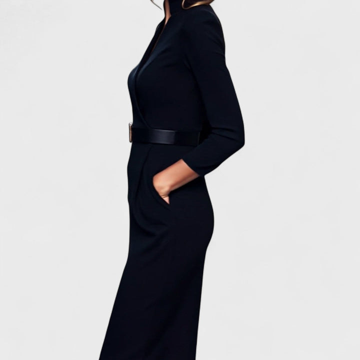Lunori™ | Mandarin Luxe – Robe maxi avec ceinture