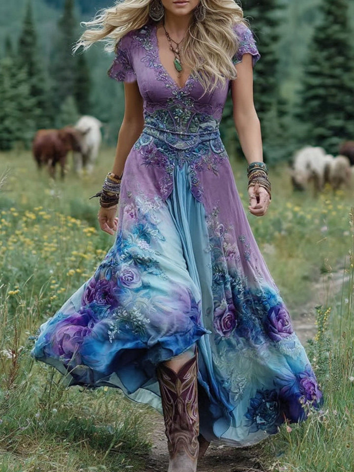 Serena - Robe Maxi Courte Florale