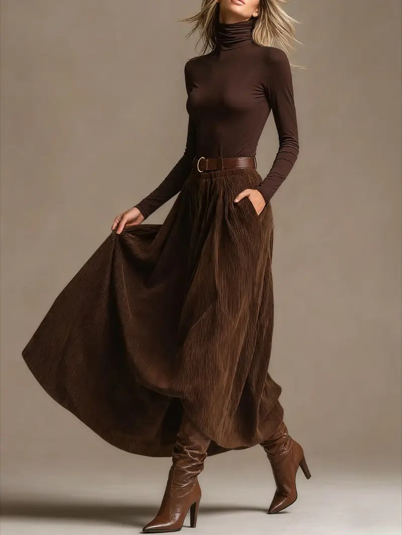 Lunori™ | Ensemble Aveline en Deux Pièces (Col Roulé & Jupe Maxi)
