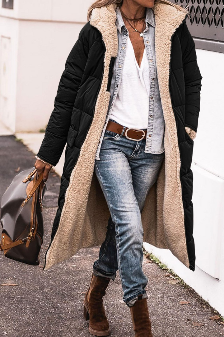 Johna – Manteau Sherpa Réversible Luxe