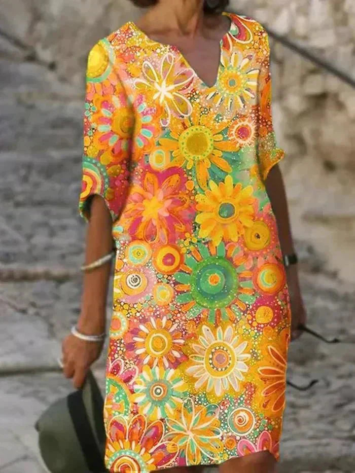 Nira | Robe Midi Fleurie Vibrante