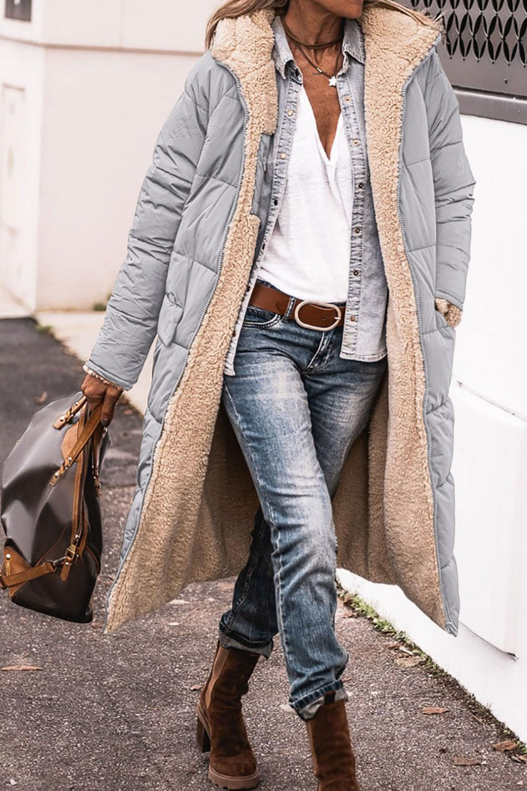 Johna – Manteau Sherpa Réversible Luxe