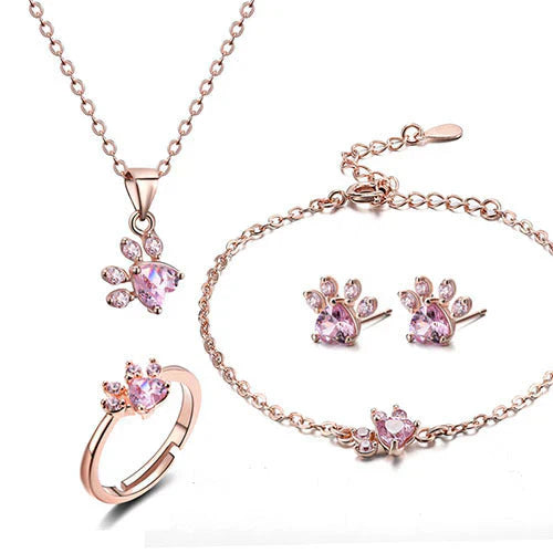 Arbour – Parure de bijoux 4 pièces avec patte et cœur en zirconia