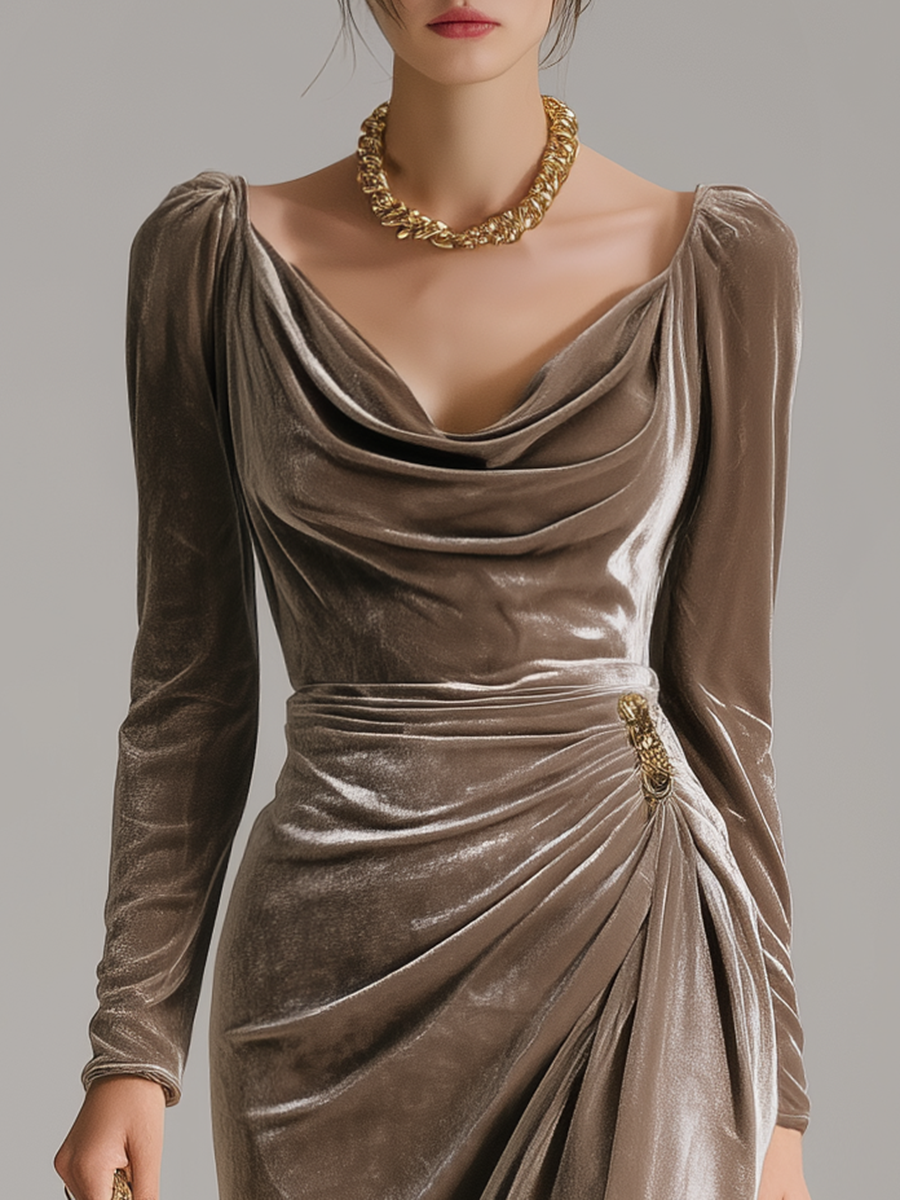 Lunori™ | Robe Midi en Velours Sylvana