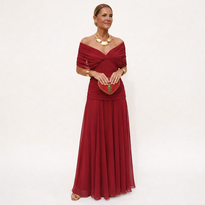 Velora™ | Robe Longue Fleurie avec Décolleté en V