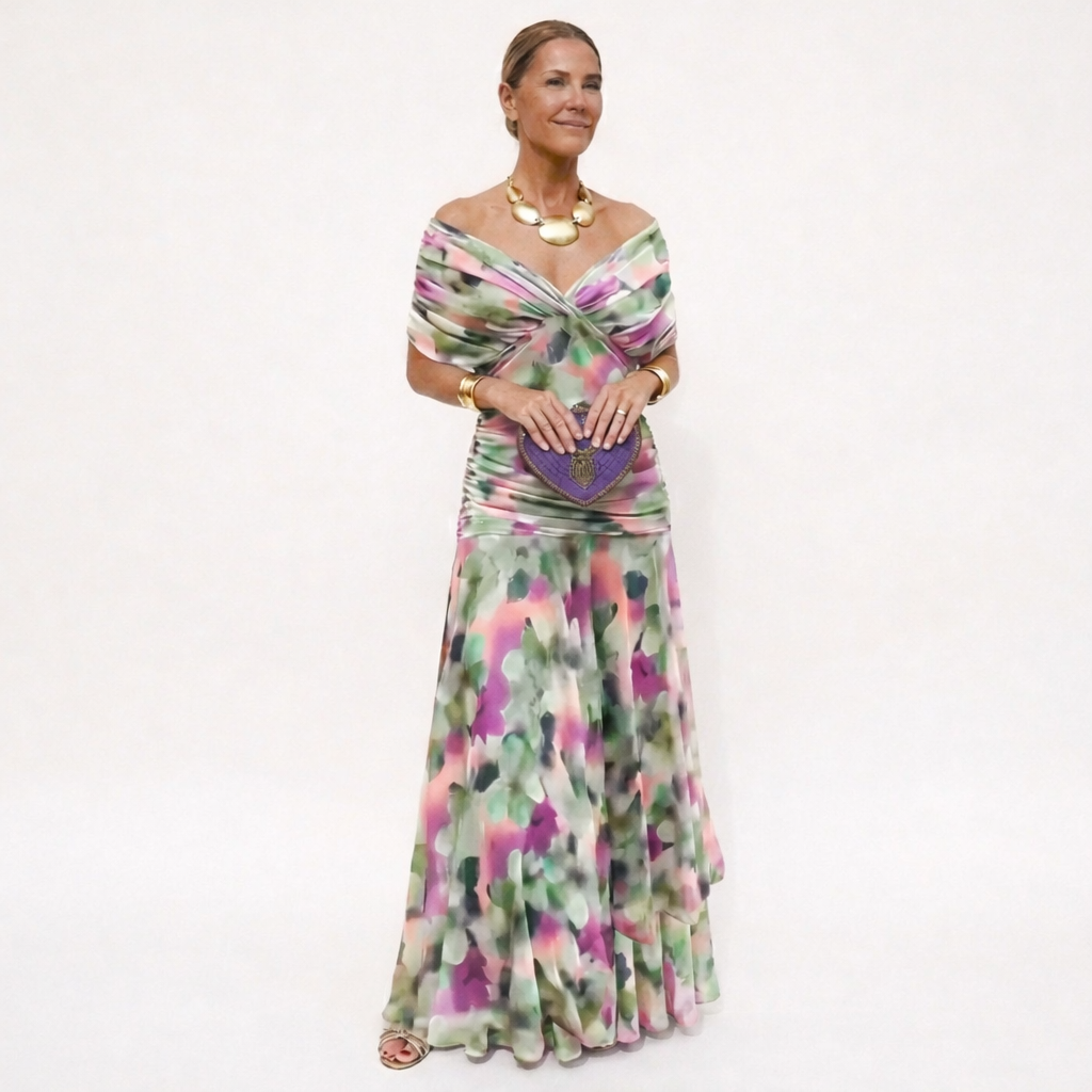 Velora™ | Robe Longue Fleurie avec Décolleté en V