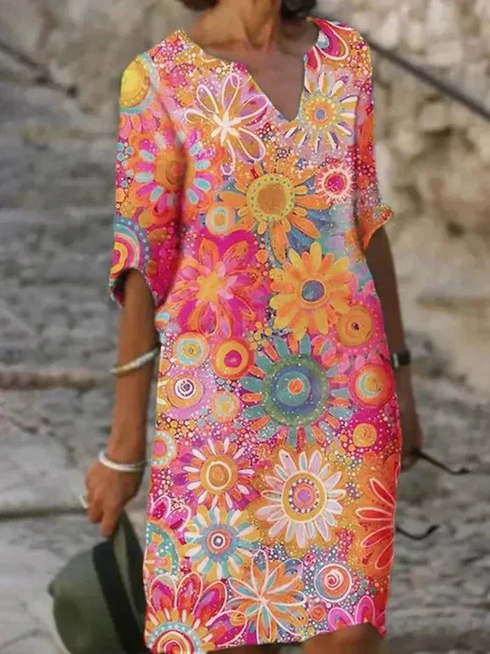 Nira | Robe Midi Fleurie Vibrante