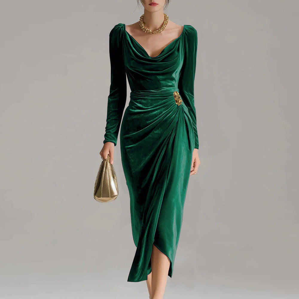 Lunori™ | Robe Midi en Velours Sylvana