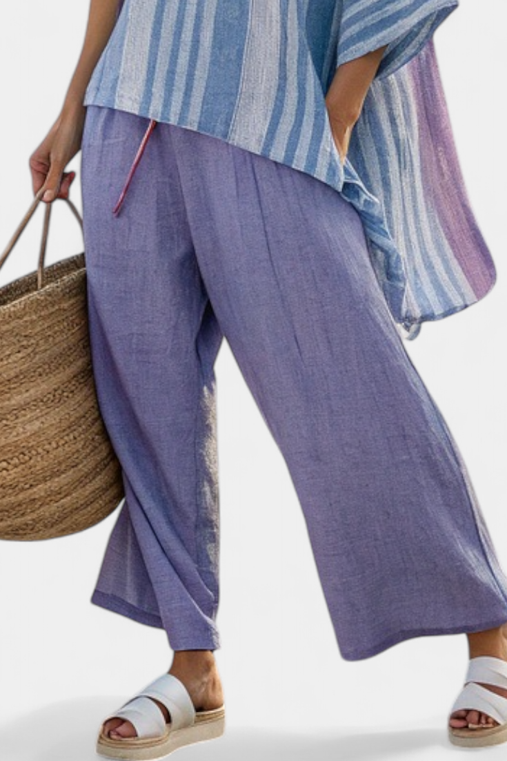 Zellora | Haut élégant en lavande et bleu ciel & Pantalons en lin