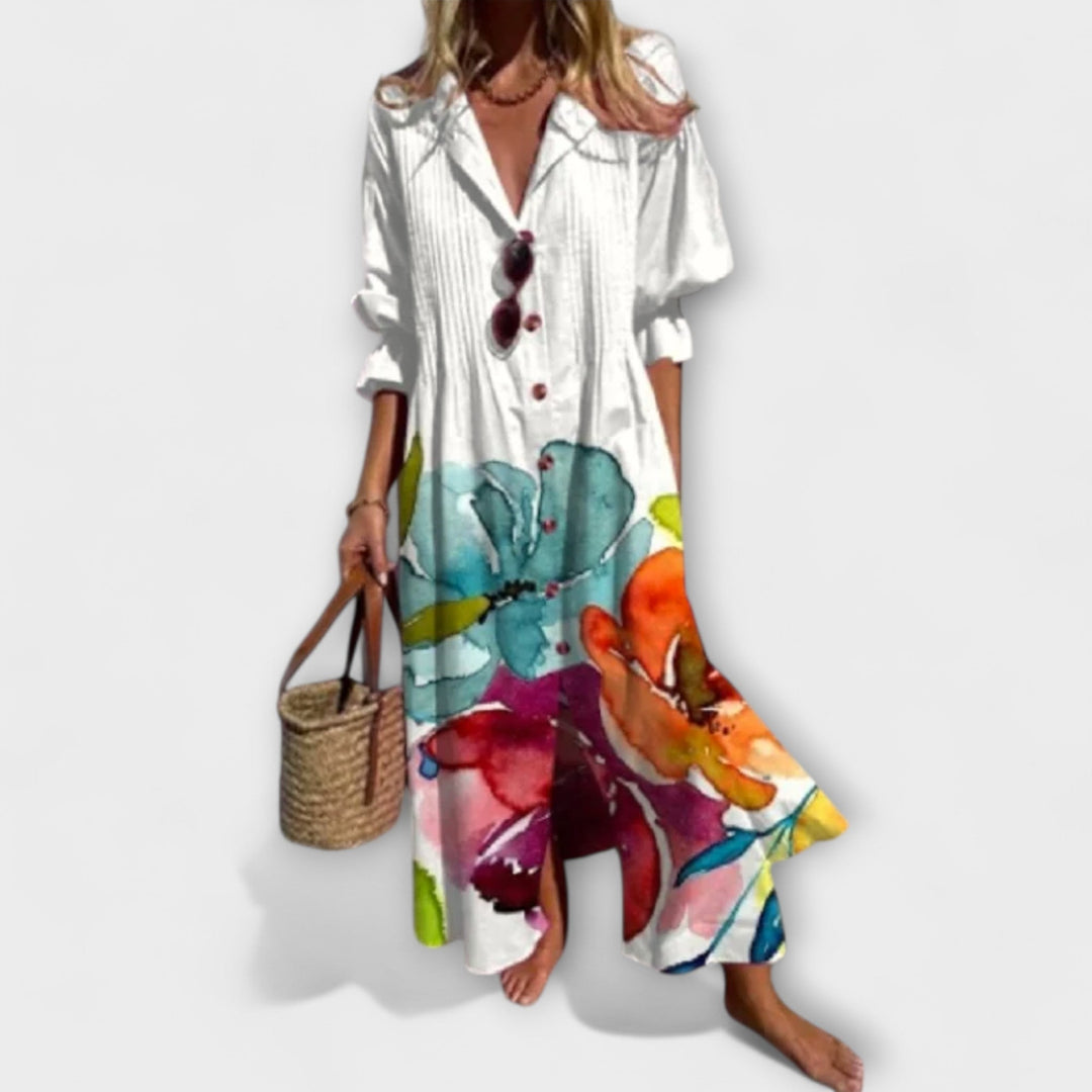 Lila - Robe Maxi Flatteuse avec Couverture du Ventre