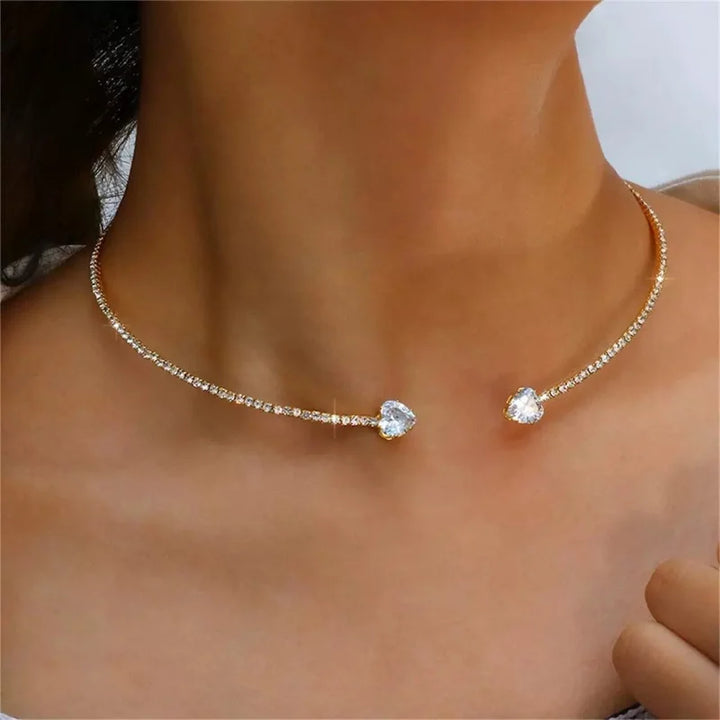 Collier Ras-du-Cou Cœur en Cristal