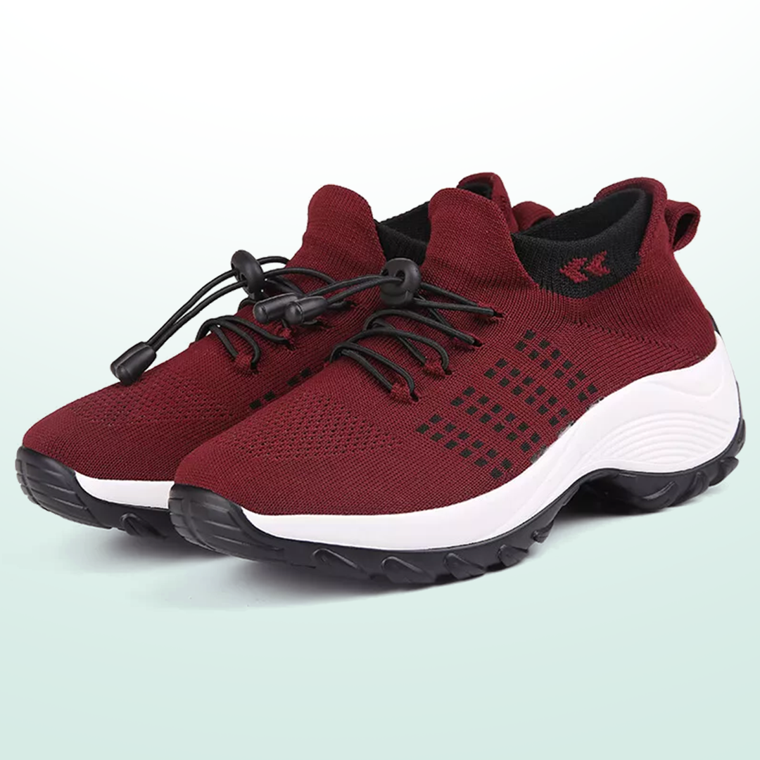 Chaussures Orthopédiques Ambulo en Tissu Tricoté - Noir Rouge