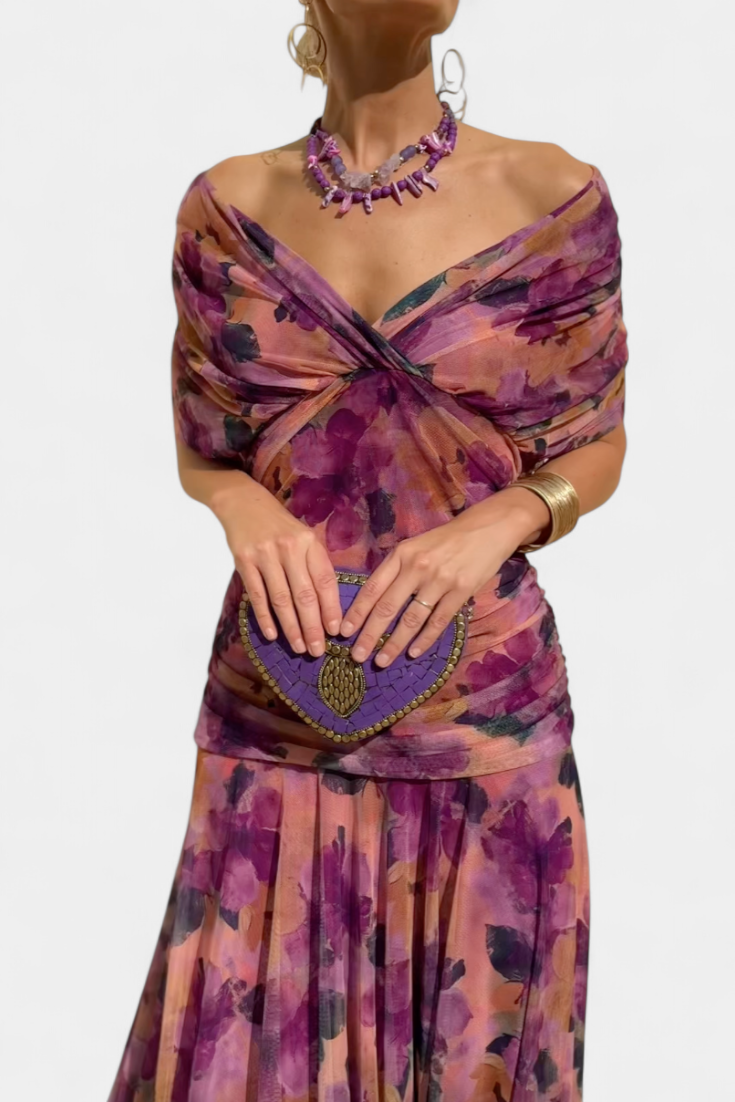 Robe Florale Longue Alondraa™ avec Décolleté en V