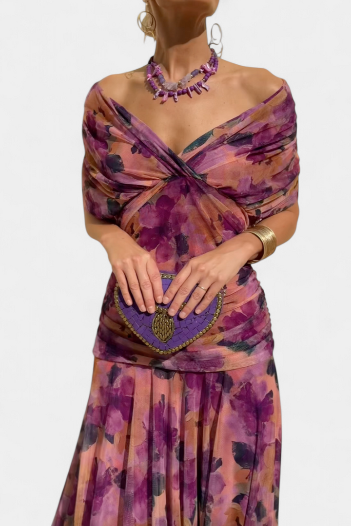 Robe Florale Longue Alondraa™ avec Décolleté en V