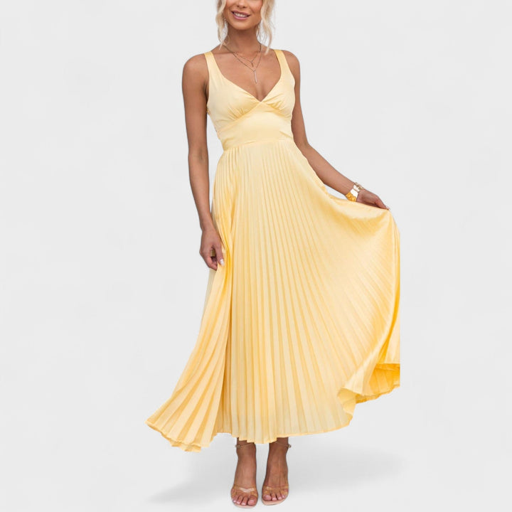 Abia - Robe maxi plissée jaune