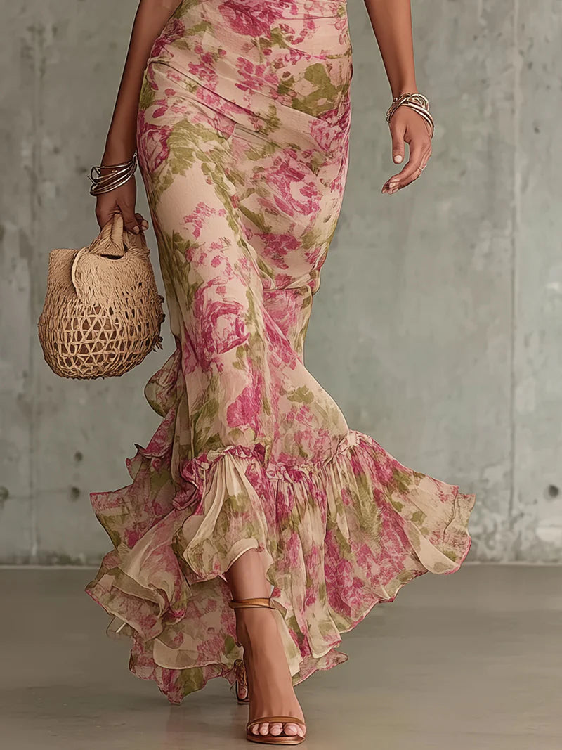Rosalie™ | Robe Maxi avec Imprimé Vintage de Roses