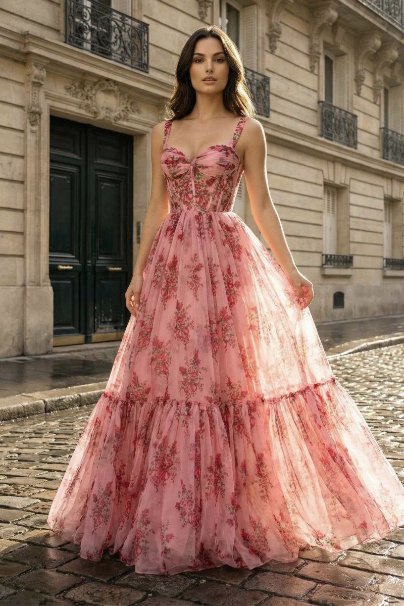 Robe en Tulle avec Volants en Couches Elysian