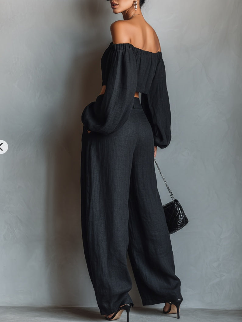 Tess™ || Ensemble décolleté off-shoulder avec pantalon large