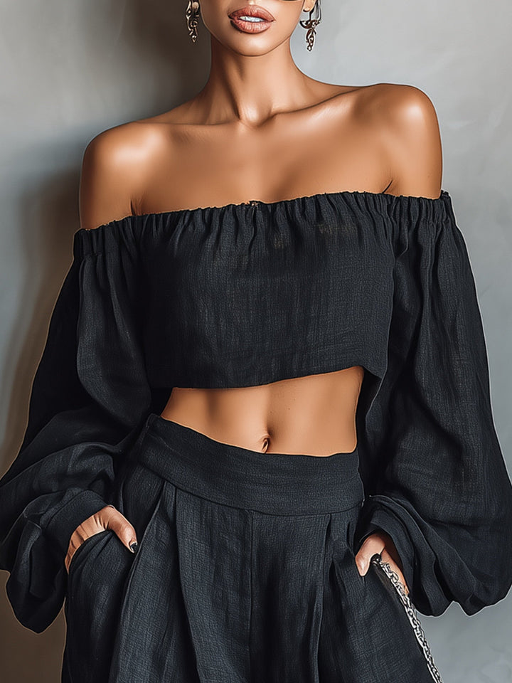 Tess™ || Ensemble décolleté off-shoulder avec pantalon large
