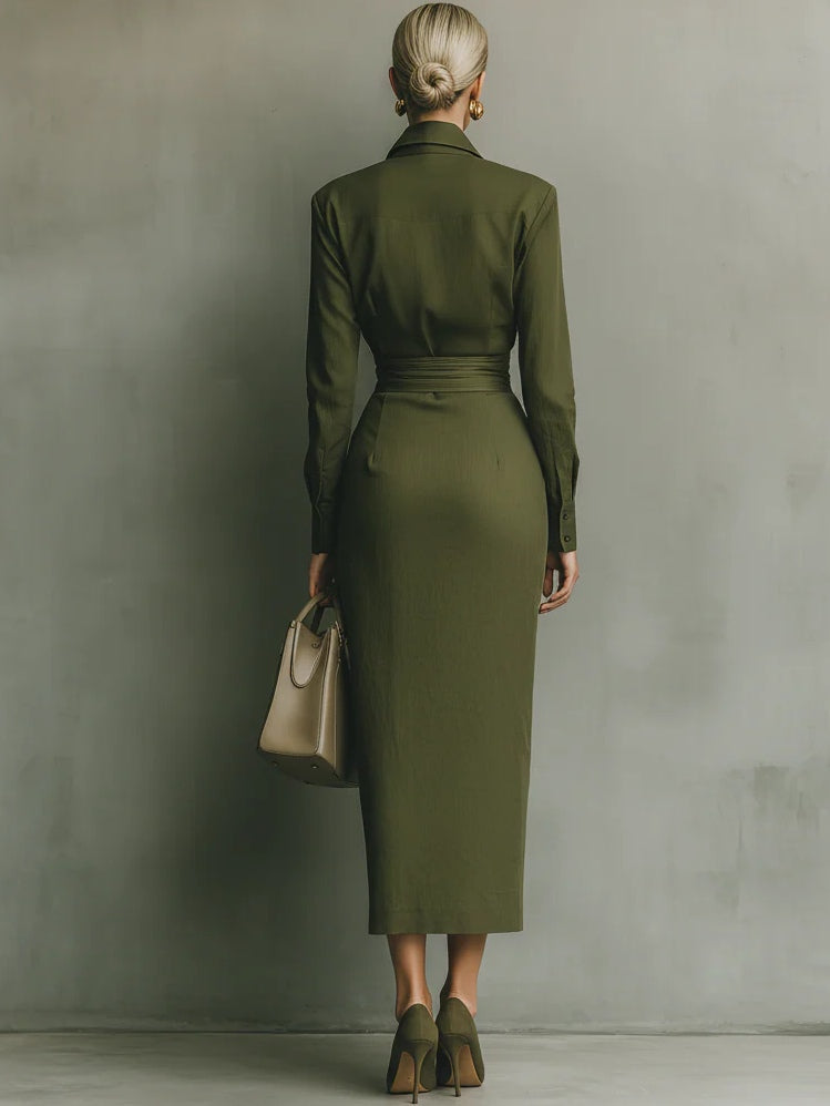 Noëlle™ | Maxi Robe en Vert Olive
