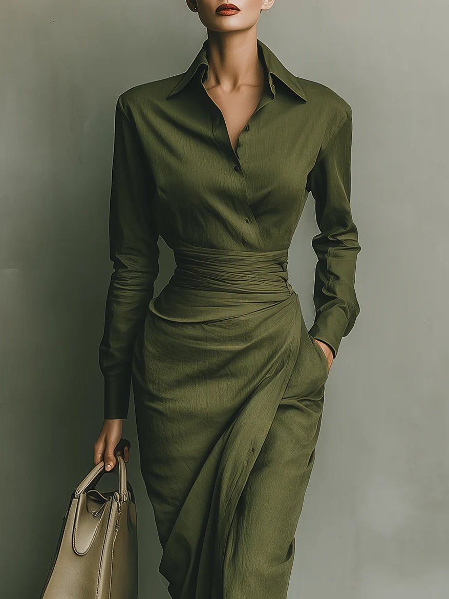 Noëlle™ | Maxi Robe en Vert Olive