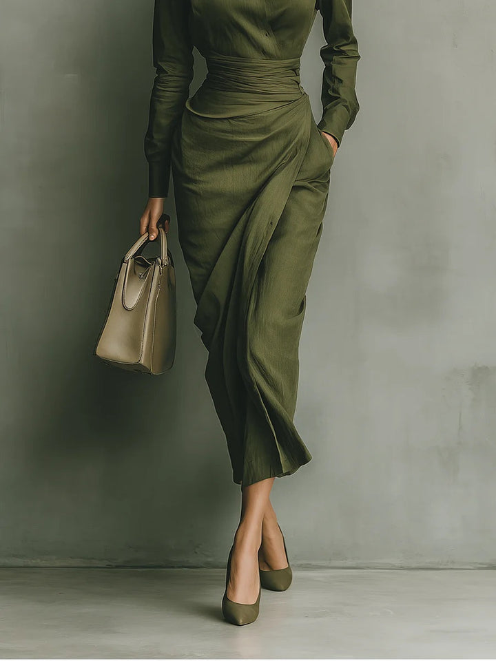 Noëlle™ | Maxi Robe en Vert Olive