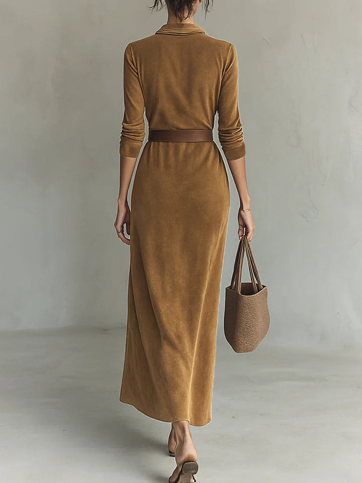 Lunori™ Célianne | Robe Maxi en Suédine Chic