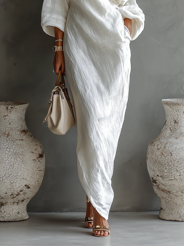 Elise™ | Robe Maxi Élégante à Épaule Dénudée en Blanc