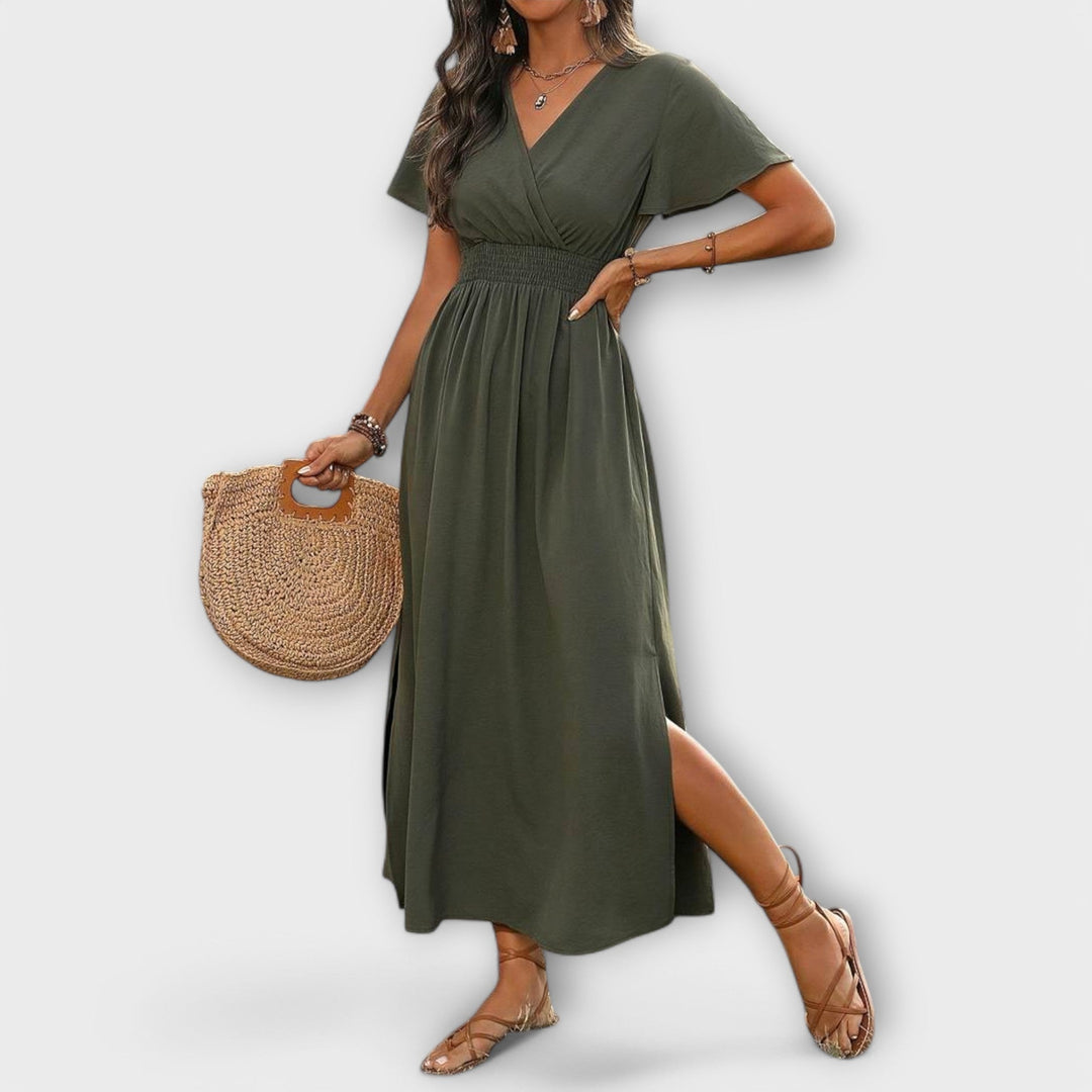 Heather - Robe Boho Élégante avec Décolleté en V et Manches Longues