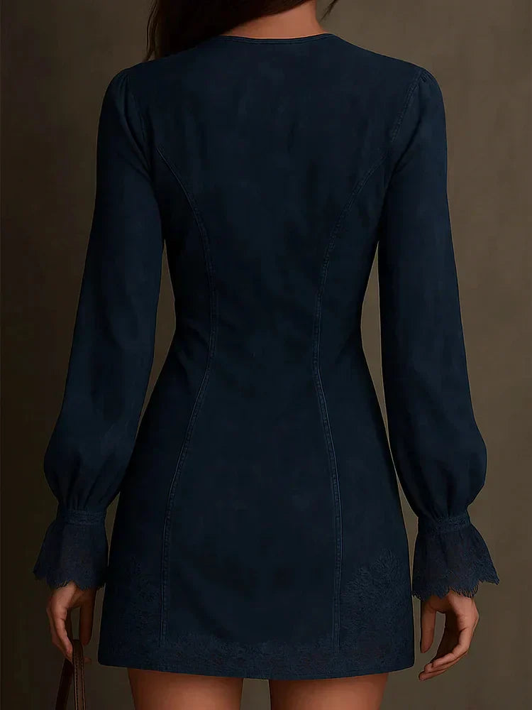 Lunori™ | Robe Mini en Suède Aurora avec Dentelle