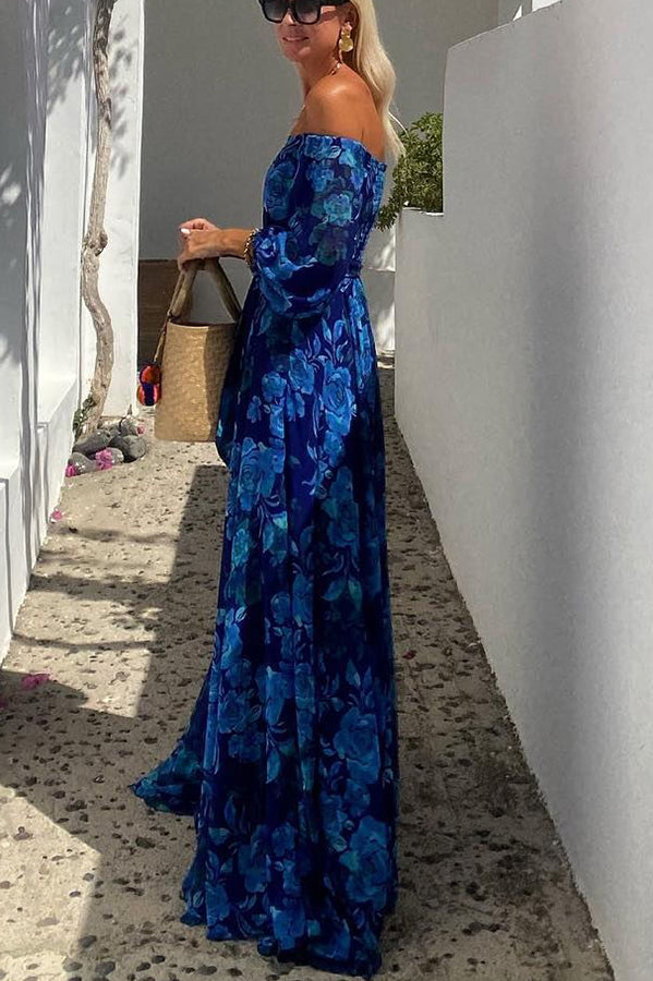 Francesca - Robe longue à imprimé floral et manches dénudées