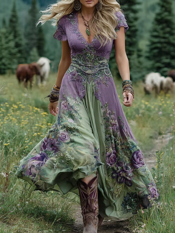 Serena - Robe Maxi Courte Florale