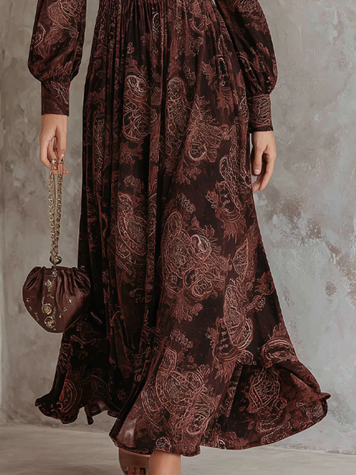 Lunori™ Marlene | Robe Midi Paisley avec Zip au Cou