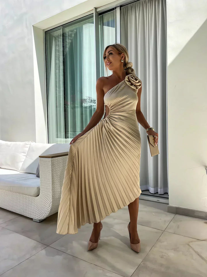 Eya™ | Robe Maxi Florale Élégante à Une Épaule