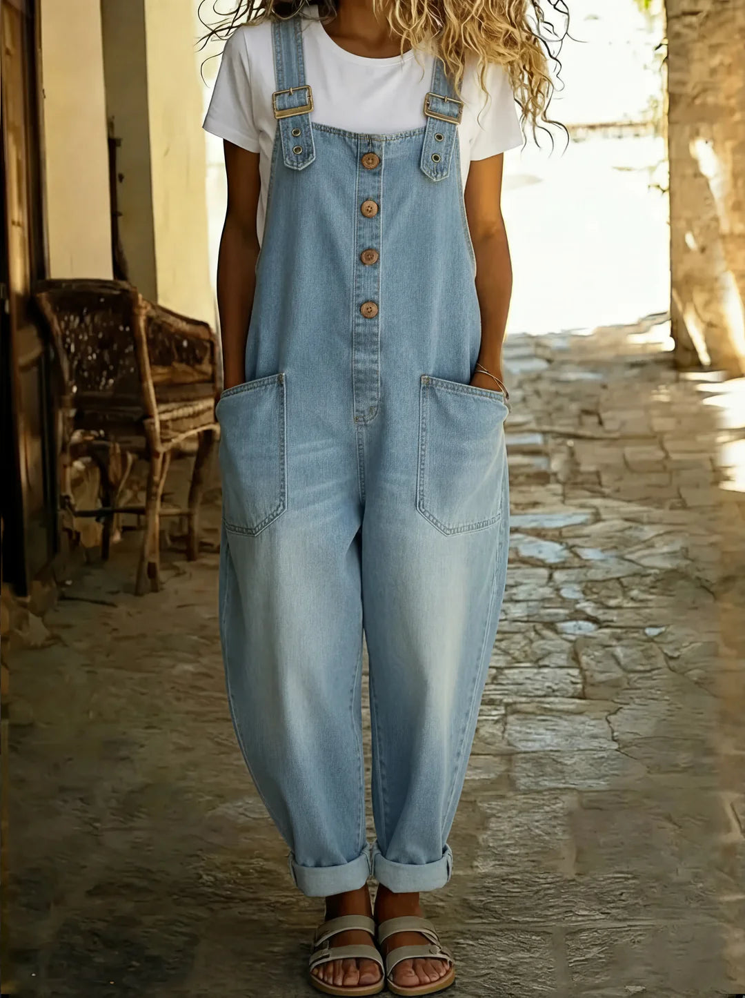 Jade™ - Salopette en jean décontractée avec boucles réglables