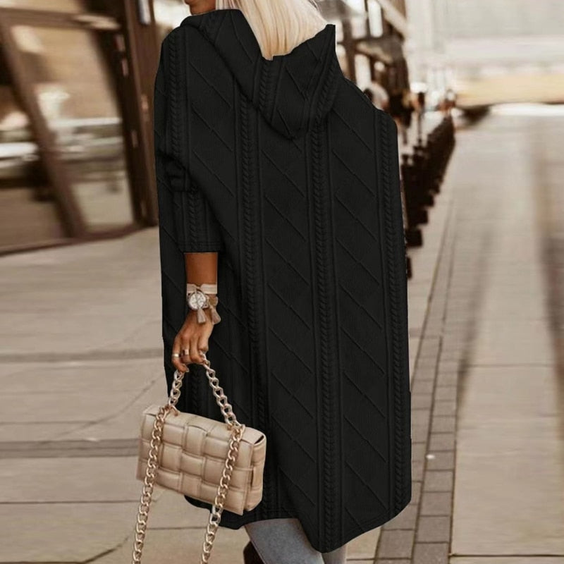 Jelone - Cardigan à Capuche Long Élargi