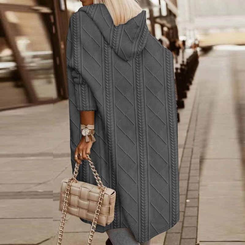 Jelone - Cardigan à Capuche Long Élargi